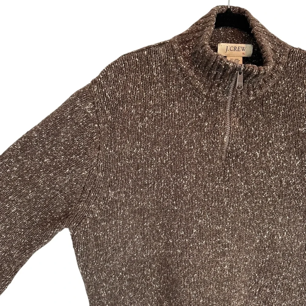 J.Crew Vintage 90s Wool Marled Speck‎ Donegal Sweater XL Brown 3D Chunky Dadcore